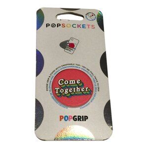Popgrip Phone Grip & Phone Stand COME TOGETHER Red Rainbow Retro Font